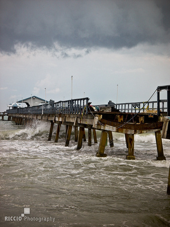 Old pier battered by waves. Fort Lauderdale-by-the-sea, South Florida